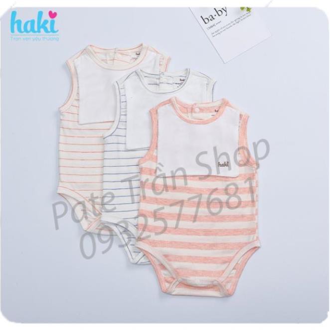 Bộ bodysuit kẻ thủy thủ vải sợi tre cao cấp, body chip cho bé sơ sinh chính hãng HAKI BB032