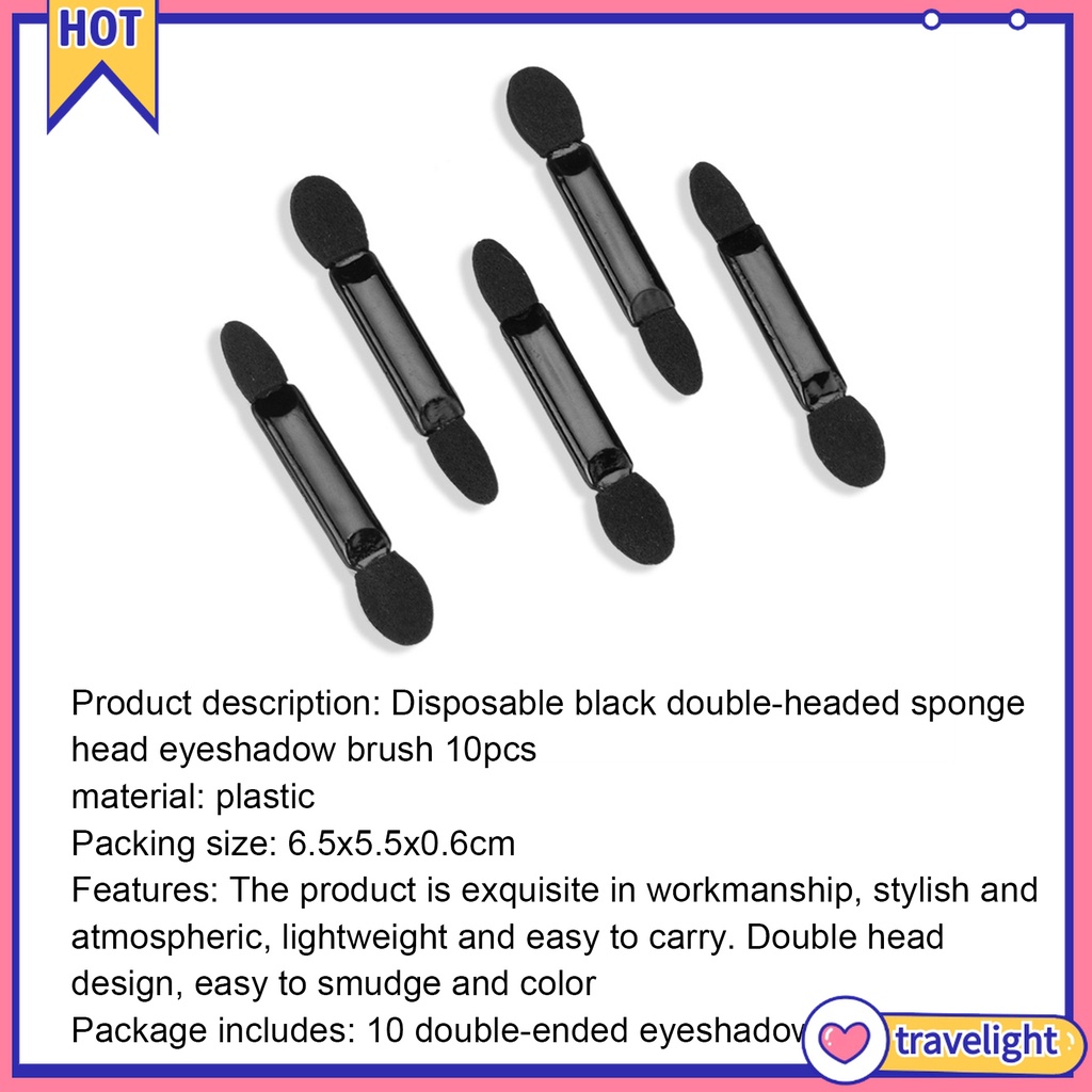 (Travelight) 10 cọ mút 2 đầu dùng tán phấn mắt dùng 1 lần tiện dụng