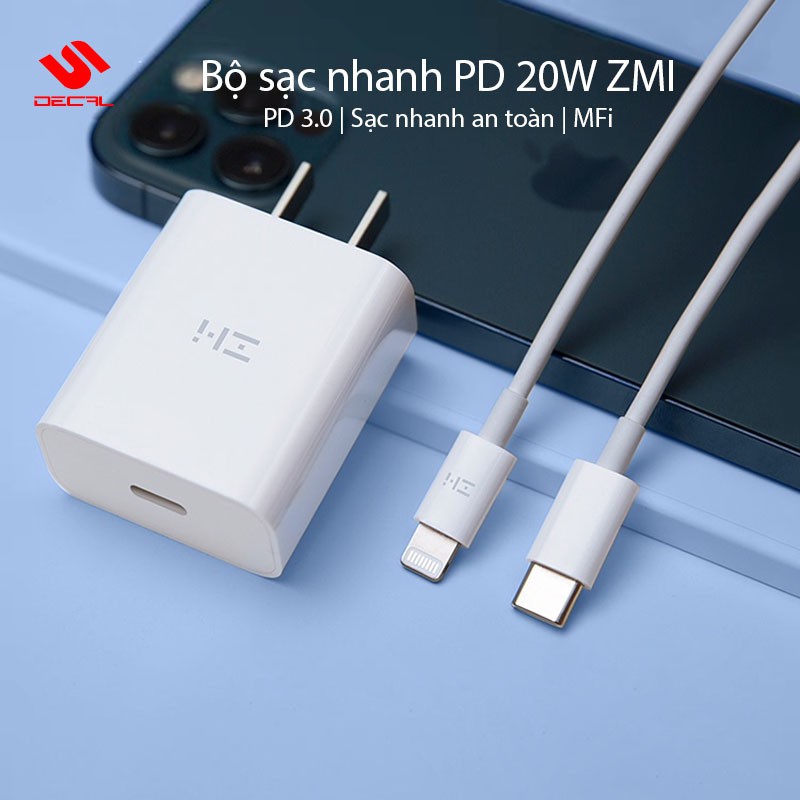 Bộ sạc nhanh PD 20W ZMI HA716, hỗ trợ sạc iPhone, iPad