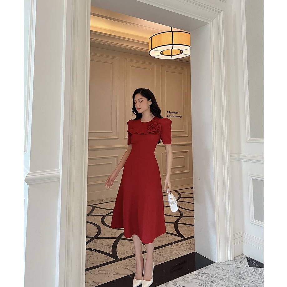 BBSTORE'S Đầm Xốp Xòe Dự Tiệc  Hoa Ngực -D1240
