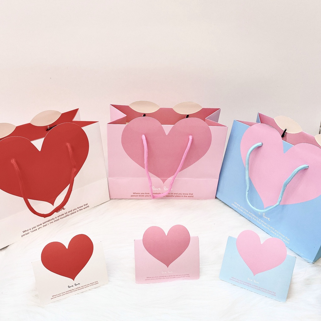 ⚡ Túi giấy trái tim có quai siêu dễ thương - Túi đựng hộp quà, quà tặng