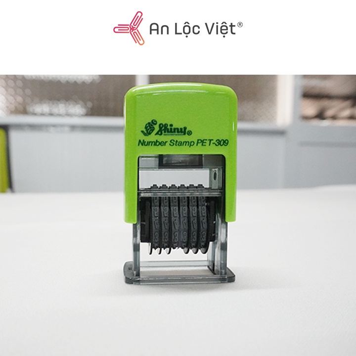 Dấu tự động chính hãng Shiny S-309 6 số - số cao 3mm - thương hiệu nổi tiếng về độ bền và cực sắc nét khi đóng