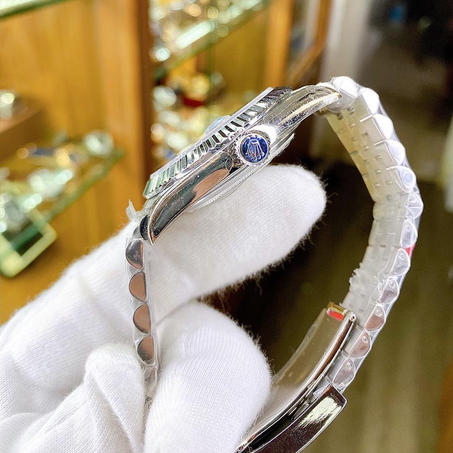 Đồng hồ Nam Rolex máy nhật, mẫu classic, mặt đen xám viền trắng dây kim loại, dòng cơ Automatic size 39mm-40mm