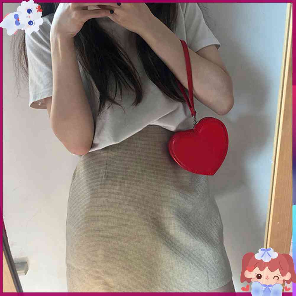 ✿Mars144✿Ví Da Mini Hình Trái Tim Phong Cách Hàn Quốc Cho Nữ✿