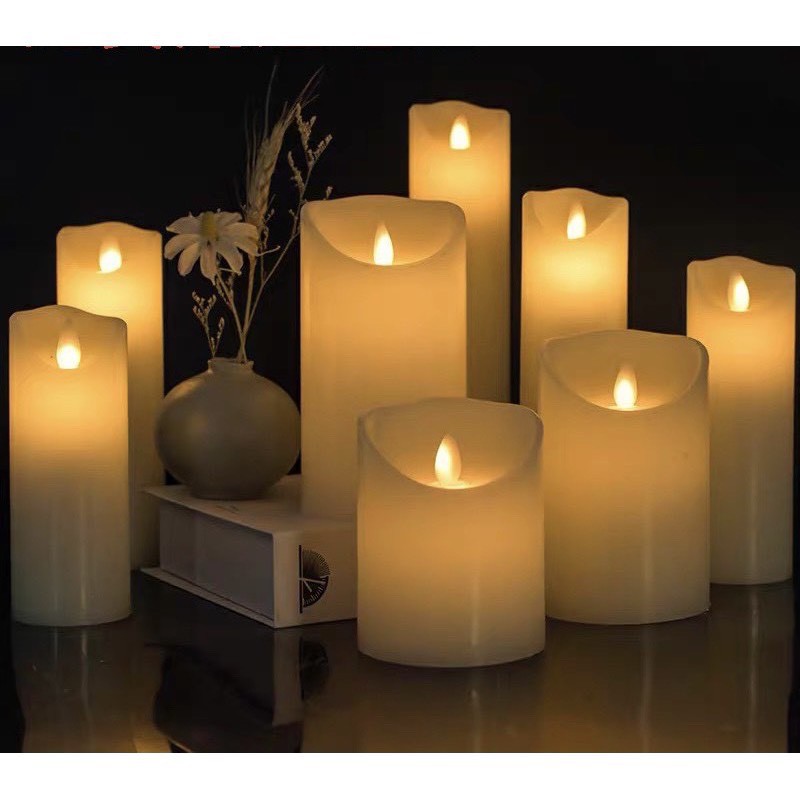 3 Cây Nến Sáp Điện Tử Đèn Led Tim Lắc Kèm Sẵn Pin Size 7*5CM Trang Trí Lễ Tiệc Thờ Cúng Lễ Vu Lan Candle Led Light