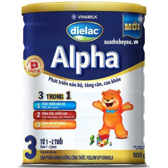 (HOÀN 10%)  Sữa Dielac Alpha Step 3 - Vinamilk - 900g, 1-2 Tuổi