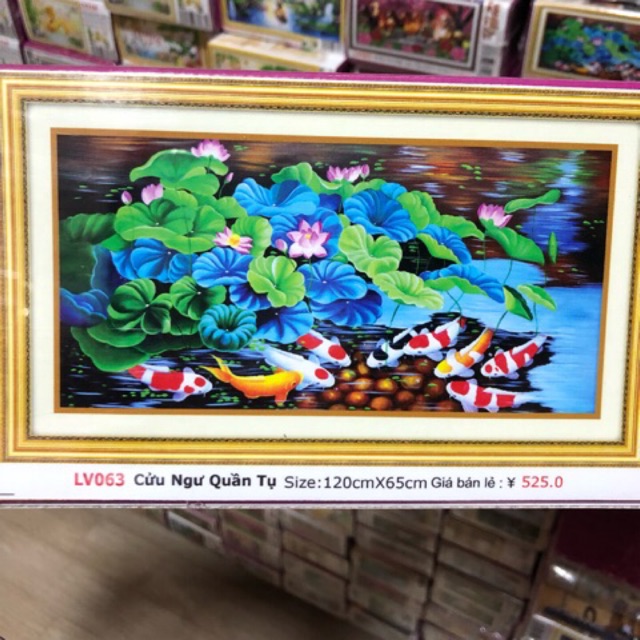 Tranh đính đá cao cấp cửu ngư quần hội