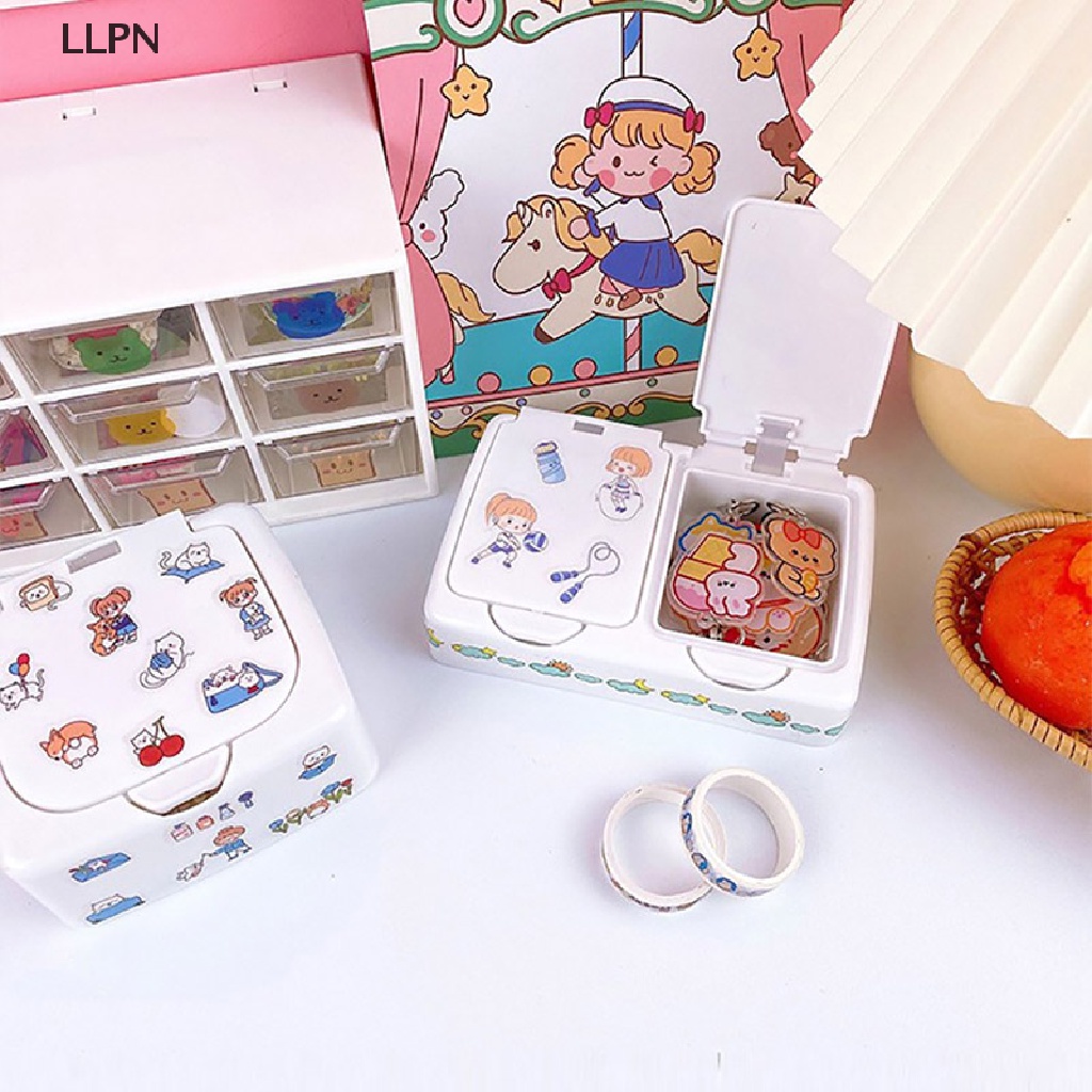 Hộp nhựa có nắp nút bấm để bàn đựng trang sức với nhãn dán