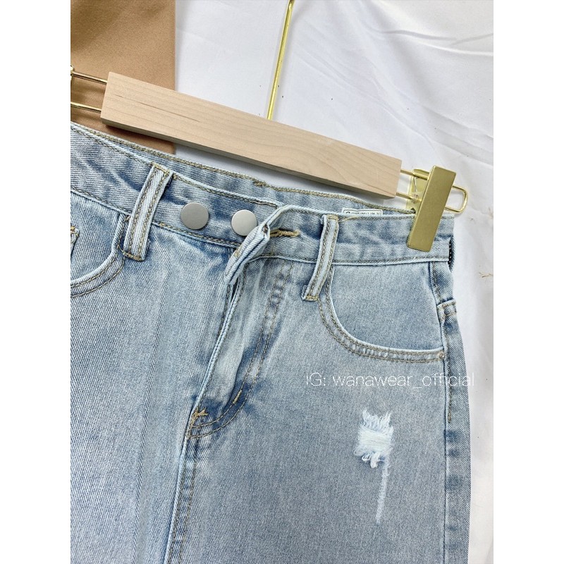 Chân váy bò rách, chân váy chữ A 2 cúc WANAWEAR chất jean mềm đẹp [TẶNG GƯƠNG & TÚI THƠM] | BigBuy360 - bigbuy360.vn