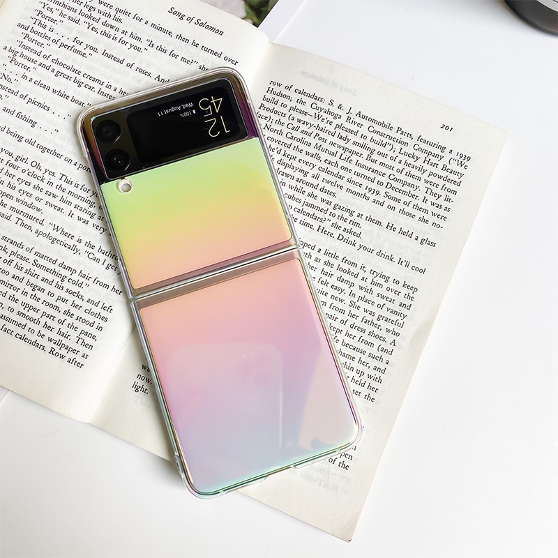 Ốp Điện Thoại PC Cứng Trong Suốt Ánh Laser Cầu Vồng Cho Samsung Galaxy Z Flip3 Z Flip4 5 Z Flip 5 4 3