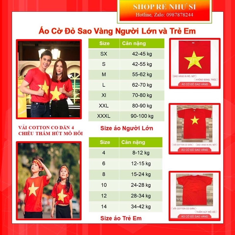Áo Cờ đỏ sao vàng chất Cotton (Mua áo tặng 1 đôi Tất)