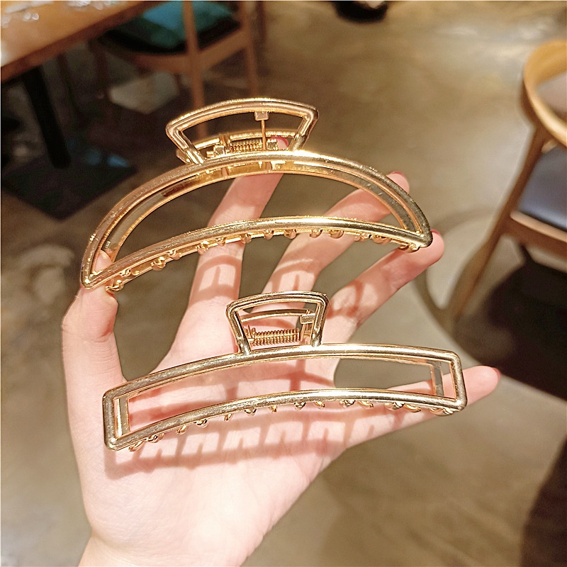 Kẹp tóc Shiny B&amp;S hình học đơn giản màu vàng mờ thời trang Hàn Quốc cho nữ