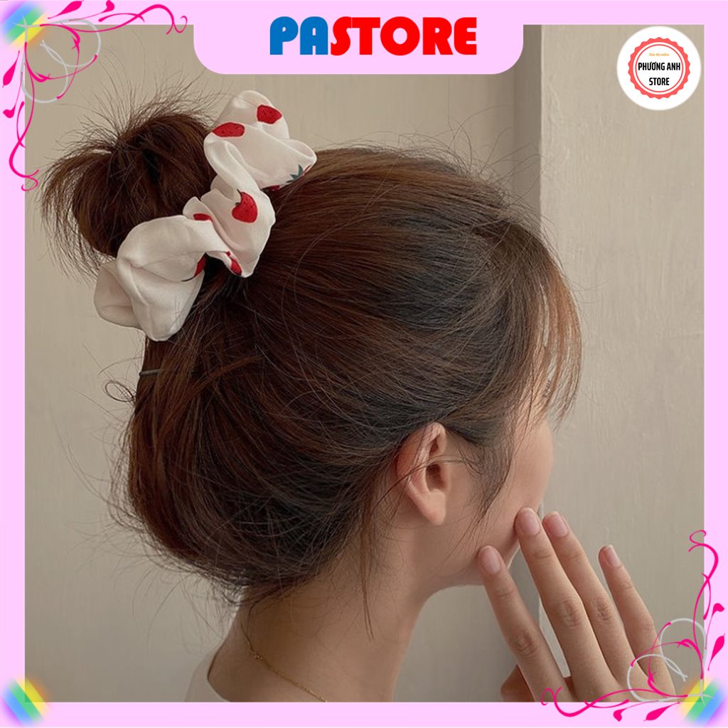 Cột Tóc Vải Scrunchies Họa Tiết Caro Vintage Hàn Quốc Dễ Thương Dành Cho Nữ PASTORE