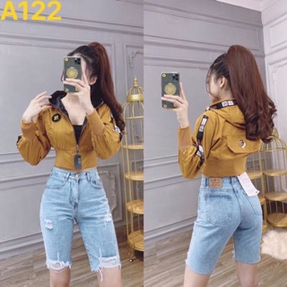 Áo khoác lửng chạy viền bo eo