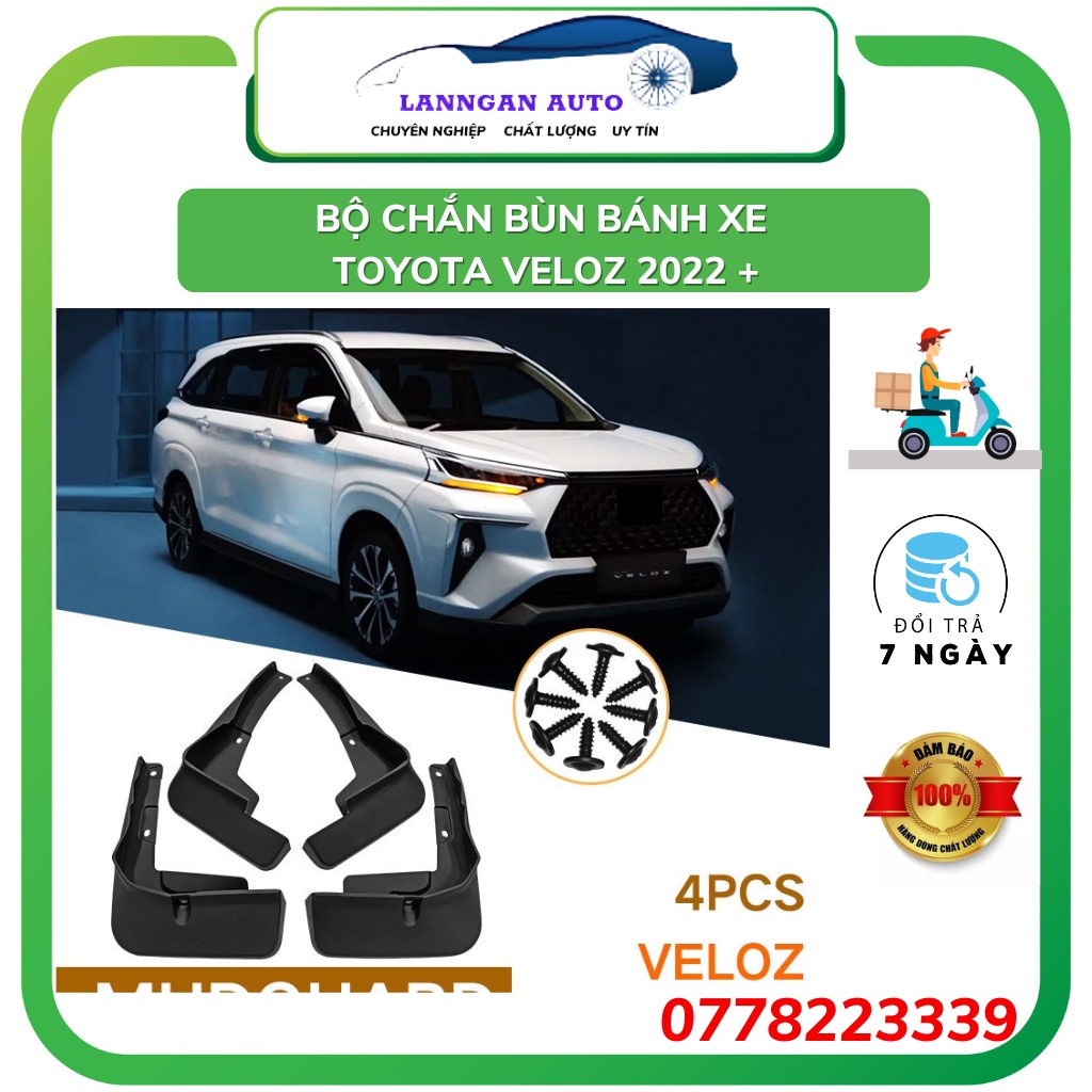 Bộ Chắn bùn bánh TOYOTA Veloz 2022 , chắn bùn bảo vệ bánh xe chất liệu nhựa bền bỉ