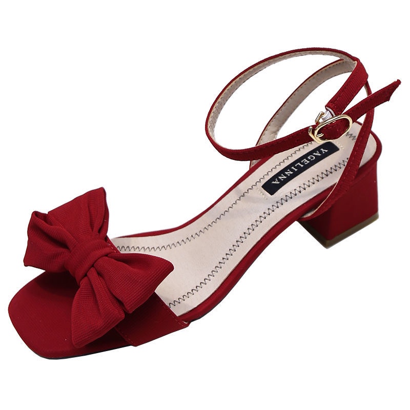 Xăng đan Cao Gót Đế Vừa Phối Khóa Gài Đính Nơ Thời Trang 2020 Cho Nữ