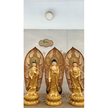 Bộ 03 Tượng Tam Thánh 48cm+ kèm lá Hào quang = 63cm