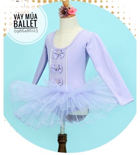 Váy múa ballet 3 nơ tím cao cấp