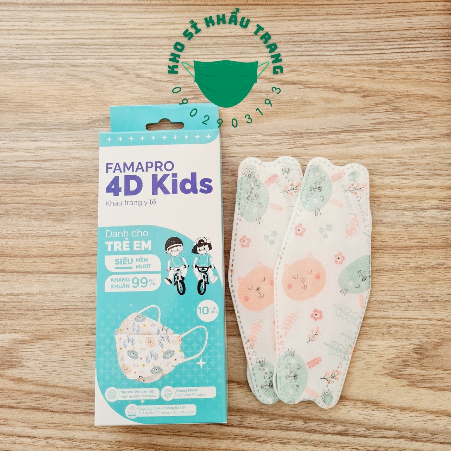 [Giá Sỉ] Khẩu trang 4D kid Famapro hộp 10 cái siêu dễ thương | BigBuy360 - bigbuy360.vn