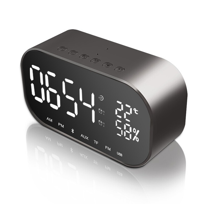 Loa Bluetooth Không Dây Tecsire S2 Bass Tích Hợp Đồng Hồ Báo Thức Có Đèn LED Và Chức Năng Báo Thức FM Micro-SD Rảnh Tay Tiện Dụng