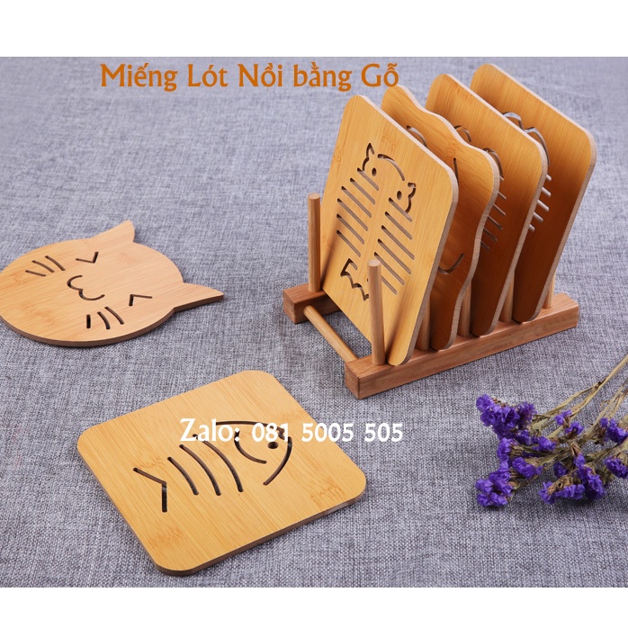 Đế Lót Nồi Gỗ, Lót Cốc Gỗ Cách Nhiệt - Tấm Lót Nồi Xoong, Chén Bát, Ly Cốc - Giao ngẫu nhiên