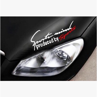 Decal trang trí tường / Xe - Chữ Sports ( Trắng và Đen )