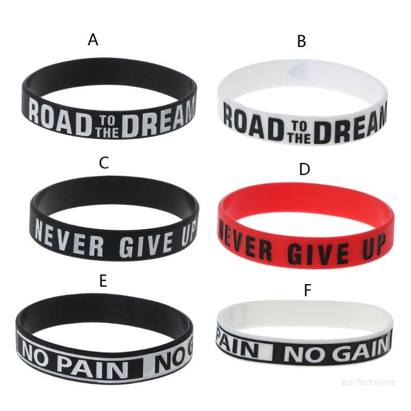 Vòng Đeo Tay Dây Cao Su Silicone Co Giãn Truyền Cảm Hứng In Chữ to the Dream Never Give Up