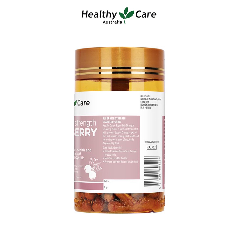 Viên uống hỗ trợ sức khỏe thận và đường tiết niệu Healthy Care Cranberry 90 viên