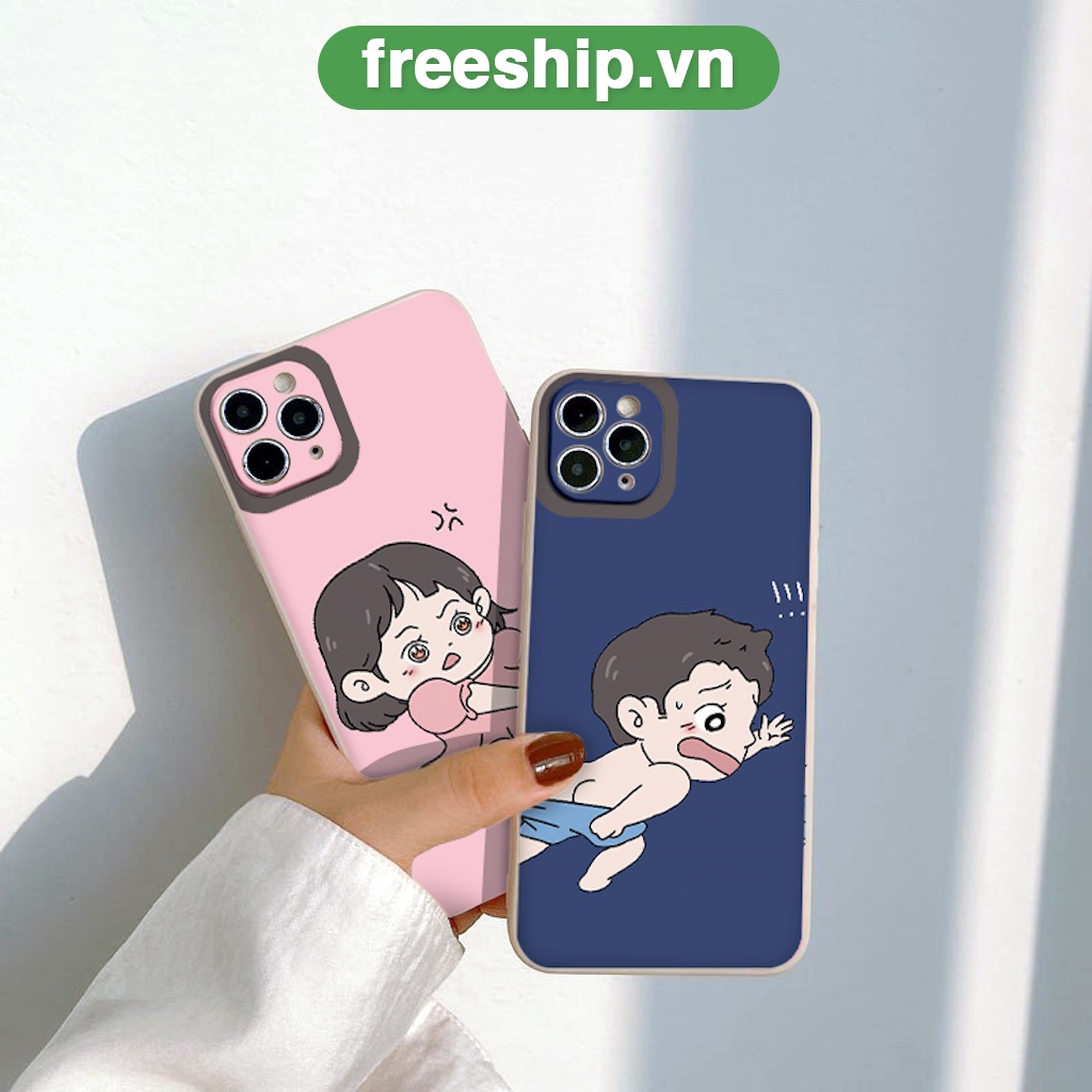 Ốp điện thoại hoạt hình cặp đôi dễ thương viền vuông ngộ nghĩnh ốp iPhone13/12/11/Pro/ProMax/SE 2020/X/XR/X/6/6s/7/8Plus