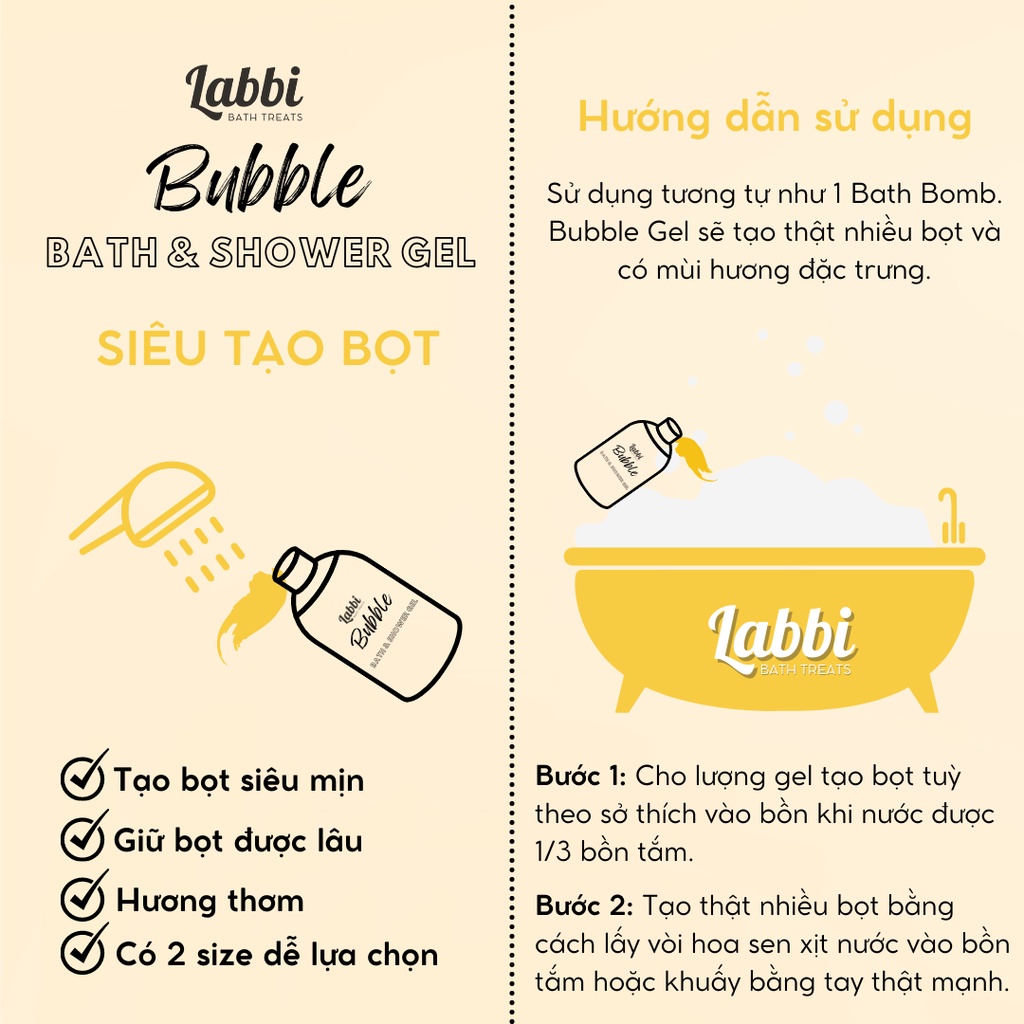 JANUARY [Labbi] Tạo bọt bồn tắm / Gel tắm tạo bọt / Bubble Gels