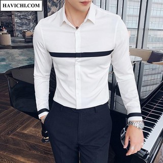 Áo sơ mi nam  💚𝗙𝗥𝗘𝗘𝗦𝗛𝗜𝗣💚  Áo Sơ mi nam trắng công sở đẹp hàn quốc sọc ngang không nhăn thoáng mát