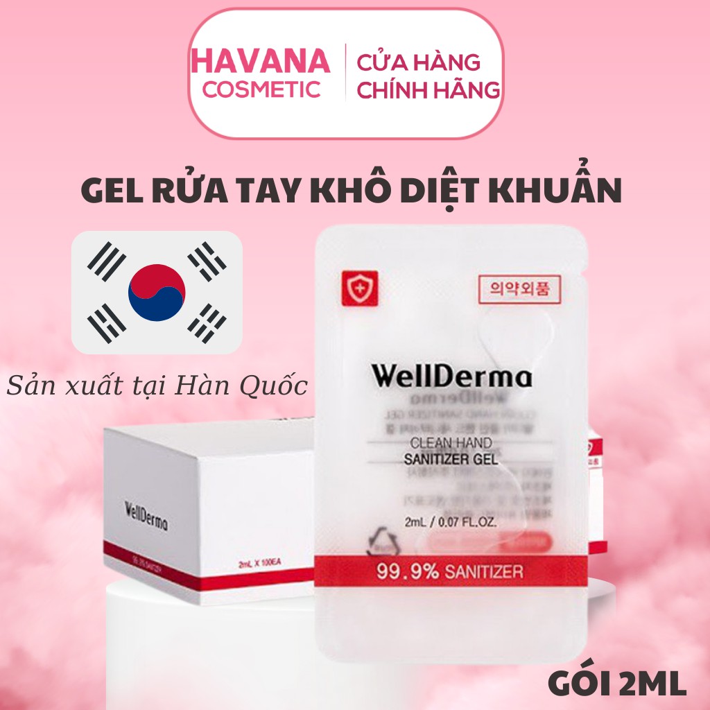 Gel rửa tay khô kháng khuẩn WellDerma Clean Hand Sanitizer Gel 2ml Hàn Quốc