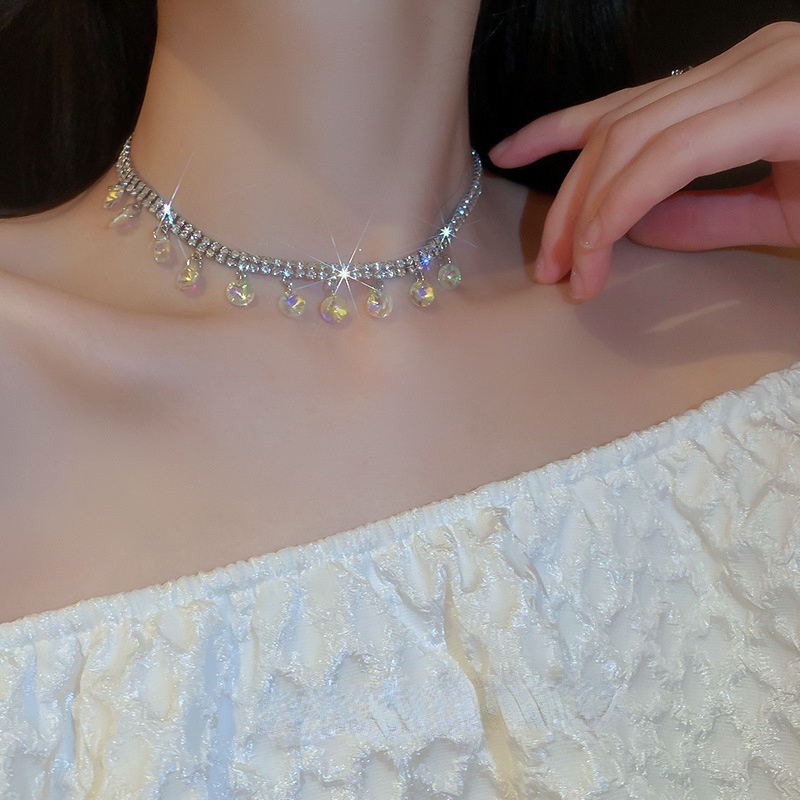 Vòng cổ Mặt Tròn Đính Đá Sang Trọng Thời Trang Cho Nữ