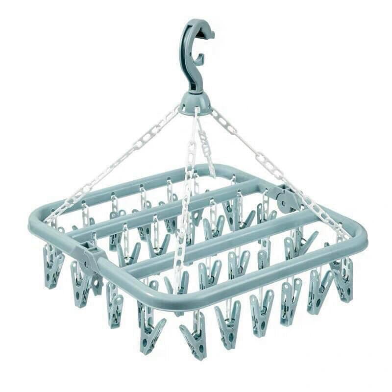 Móc Chùm Nhựa Phơi Quần Áo, Tất, Vớ Loại 32 Kẹp 36x32cm