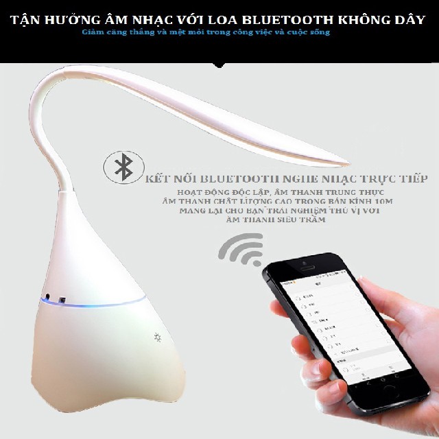 [Chính Hãng] Đèn Led Để Bàn Chống Cận Thị Dùng Pin Dung Lượng Lớn Tích Hợp Loa Bluetooth Siêu Trầm Để Bàn Cho Học Sinh
