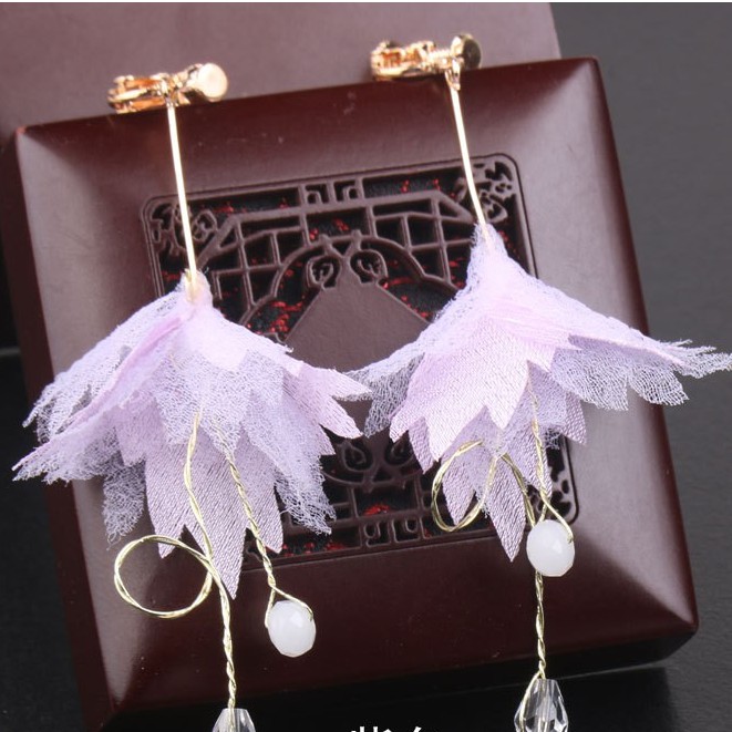 Bông Tai Nữ Hoa Lồng Đèn Đính Hạt Sang Trọng 2 Màu MS: BT10 - Hưng Long PC