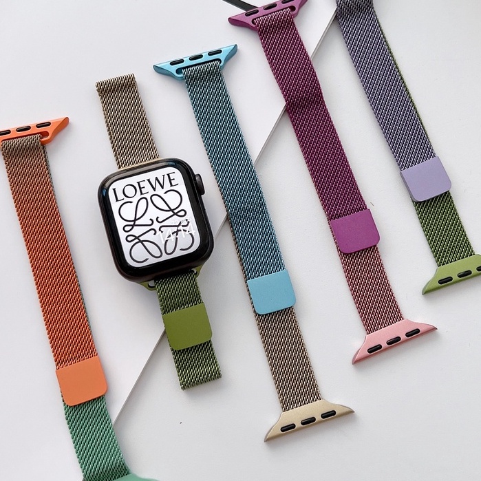 Dây Đeo Đồng Hồ Bằng Kim Loại Milan Mỏng Màu Gradient Kiểu Mới Cho iwatch7 Series 6/5/4/3/SE 41mm45mm Apple 40mm44mm 6 5 4 SE