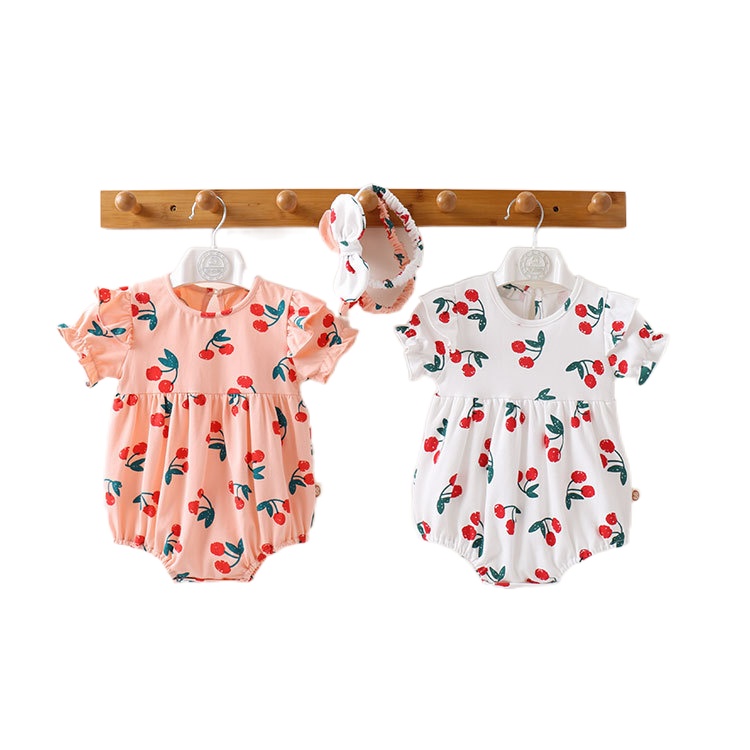 Set áo liền quần và mũ trùm đầu/ băng đô xinh xắn dành cho bé gái sơ sinh