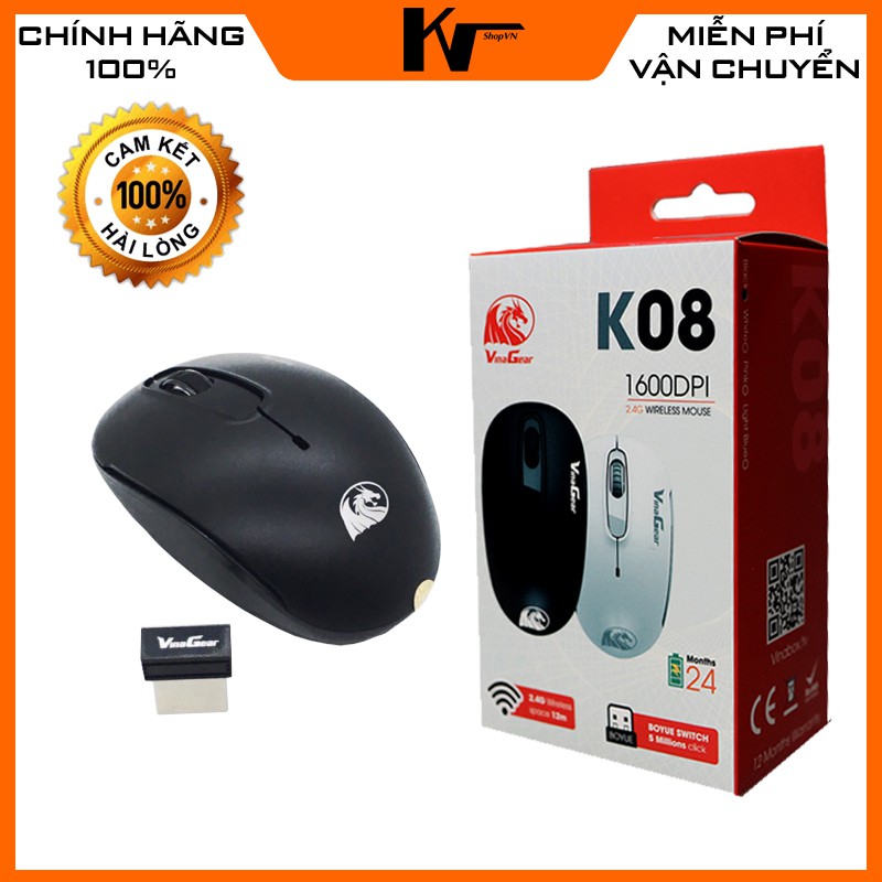 Chuột không dây cao cấp Vinagear K08 chính hãng phân phối