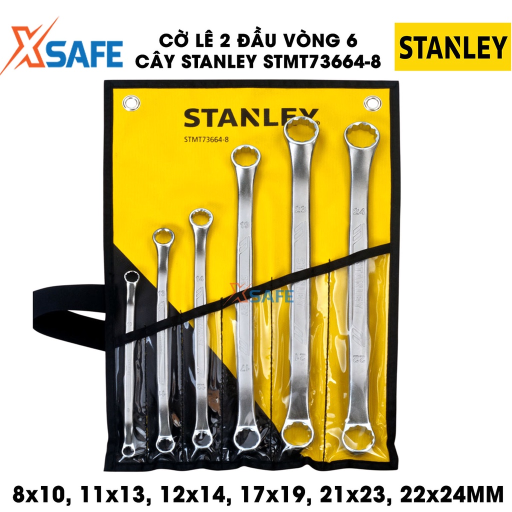 Cờ lê 2 đầu vòng STANLEY STMT73664-8 thép hợp kim cao cấp Bộ 6 cờ lê Stanley size phổ biến, tay cầm thoải mái