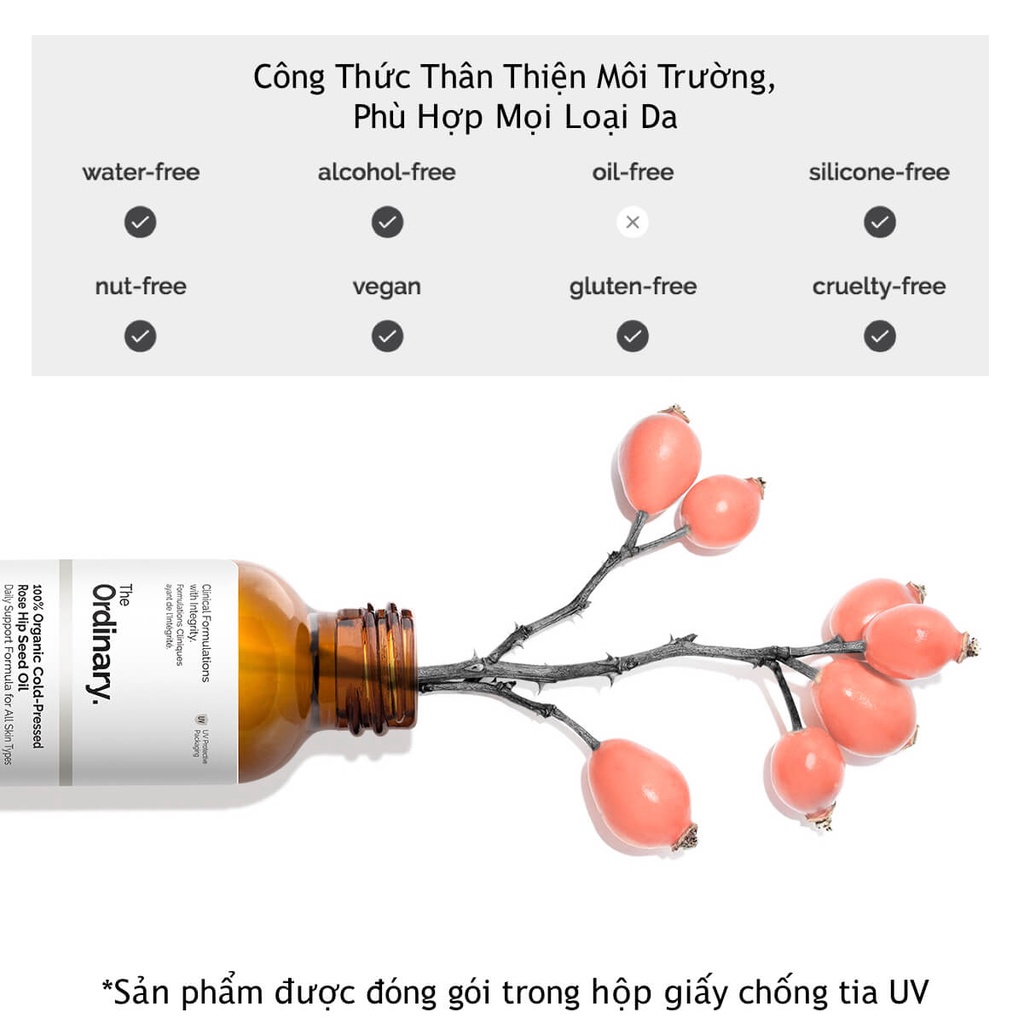 Dầu Dưỡng Da The Ordinary 100% Organic Cold Pressed Rose Hip Seed Oil