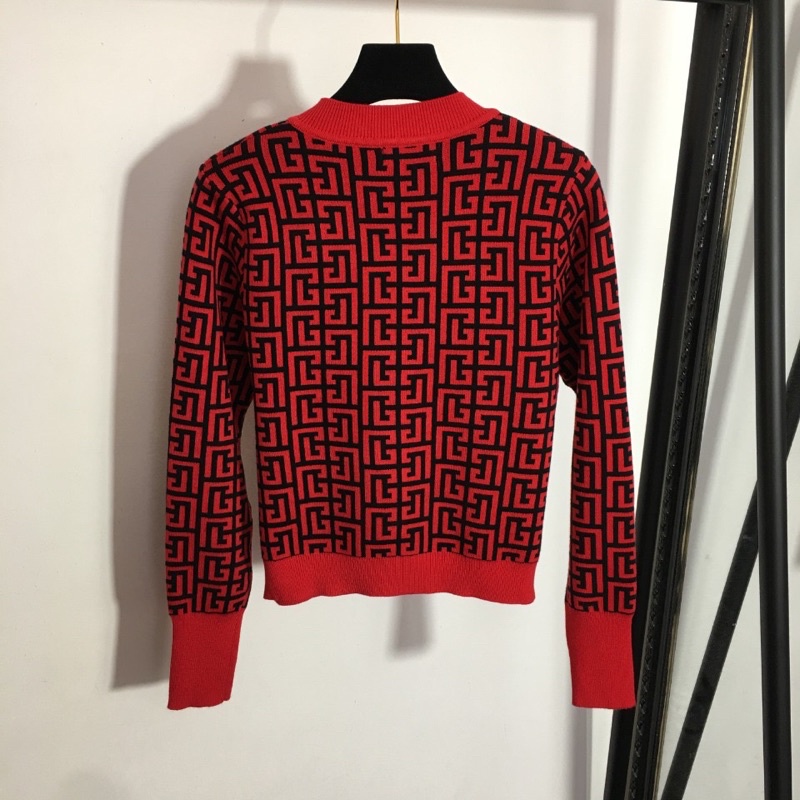 Áo len croptop cổ tròn cài khuy thương hiệu Balmain cao cấp