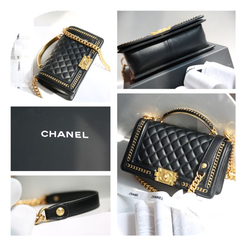 Túi xách nữ C.N boy viền xích kim loại da lambskin mềm mịn fullbox nam châm
