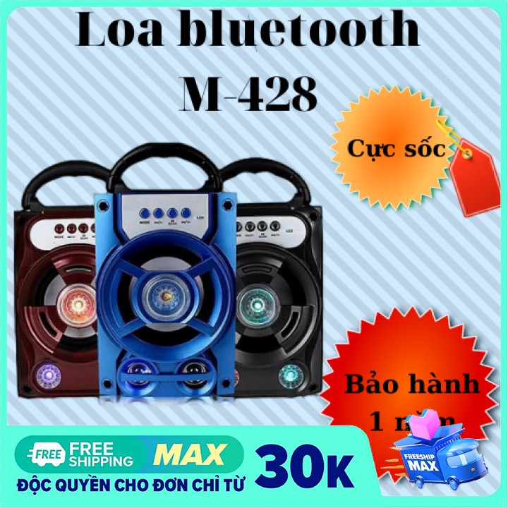 [Xả kho] Loa nghe nhạc bluetooth xách tay M-428 âm thanh cực hay có đen led nhấp nháy vui nhộn