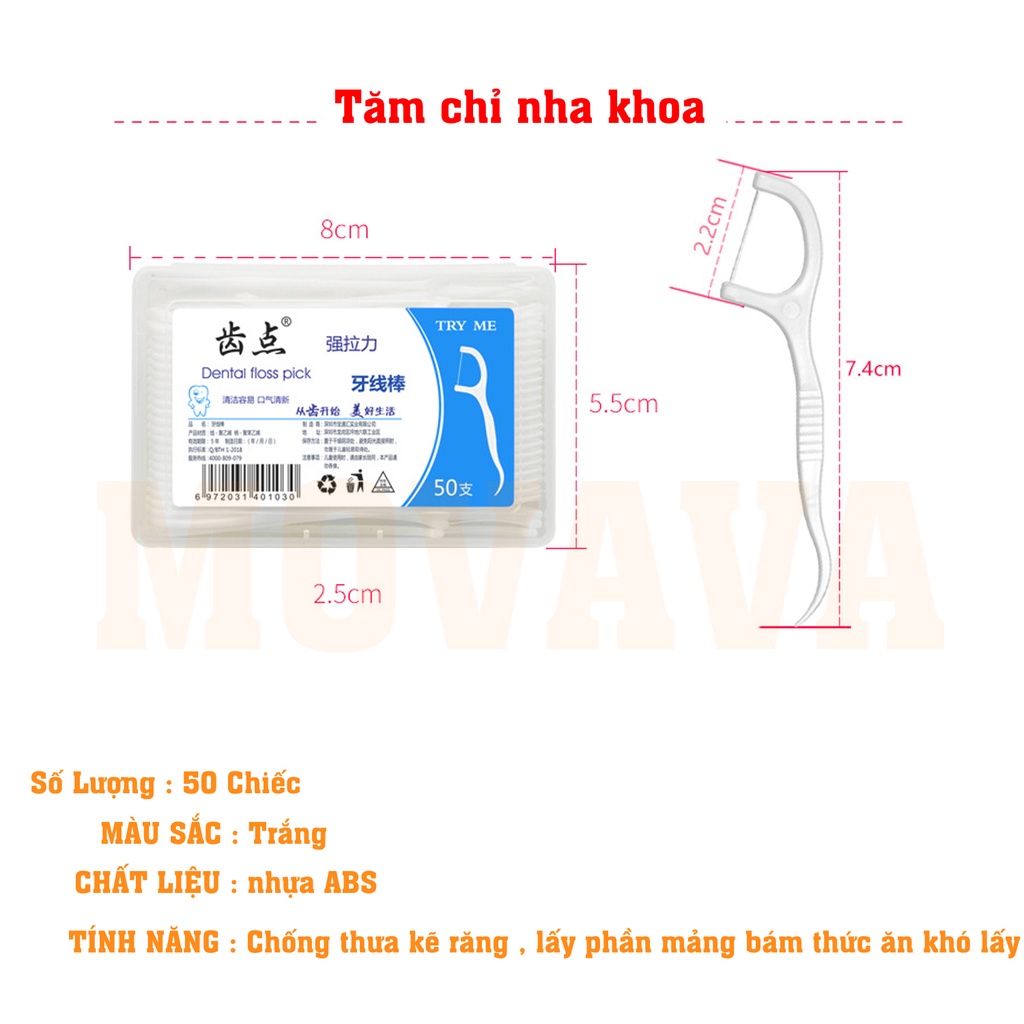 Tăm chỉ nha khoa chống thưa kẽ răng bảo vệ răng, chỉ nha khoa cao cấp hộp 50 chiếc - GDAH