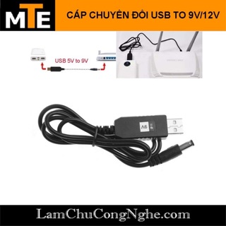 Cáp chuyển đổi điện áp từ cổng USB 5V sang 9V và 12V sử dụng cho router wifi ....