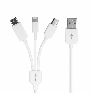 Cable Pisen sạc 3 cổng Lightning, Type C, Micro USB cho điện thoại, máy tính bảng - Hàng nhập khẩu