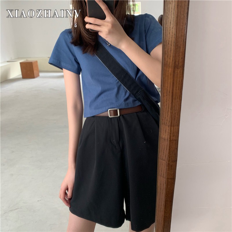 Xiaozhainv Áo thun ngắn tay thời trang mùa hè cho nữ