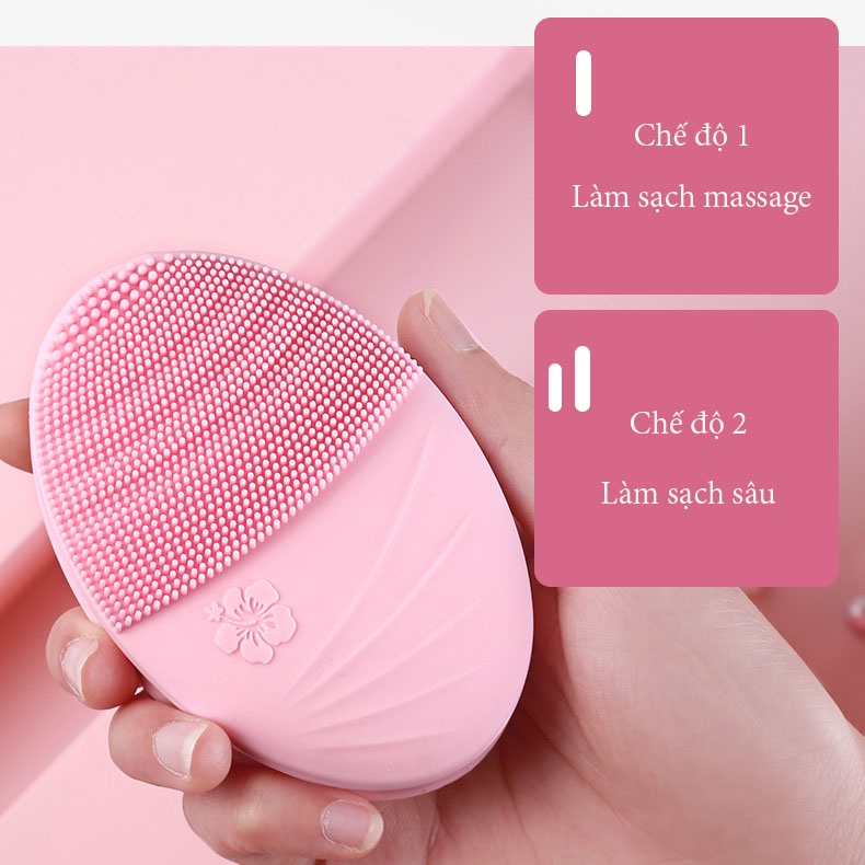 Máy rửa mặt PINKEGGS từ silicon hỗ trợ massage chống thấm nước