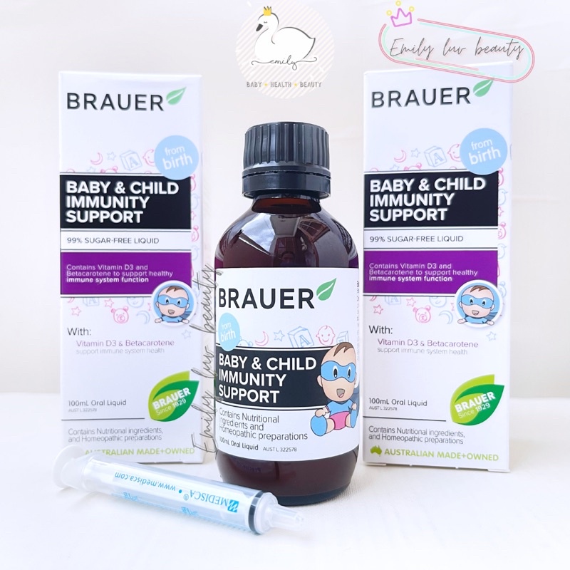 Siro Brauer Immunity Support tăng đề kháng 100ml cho bé 0m+